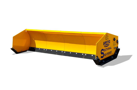 Yellow Arctic Sectional Snow Pusher on a white background