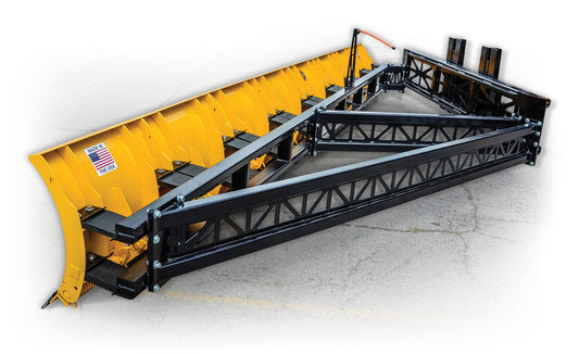 Large yellow and black snow plow